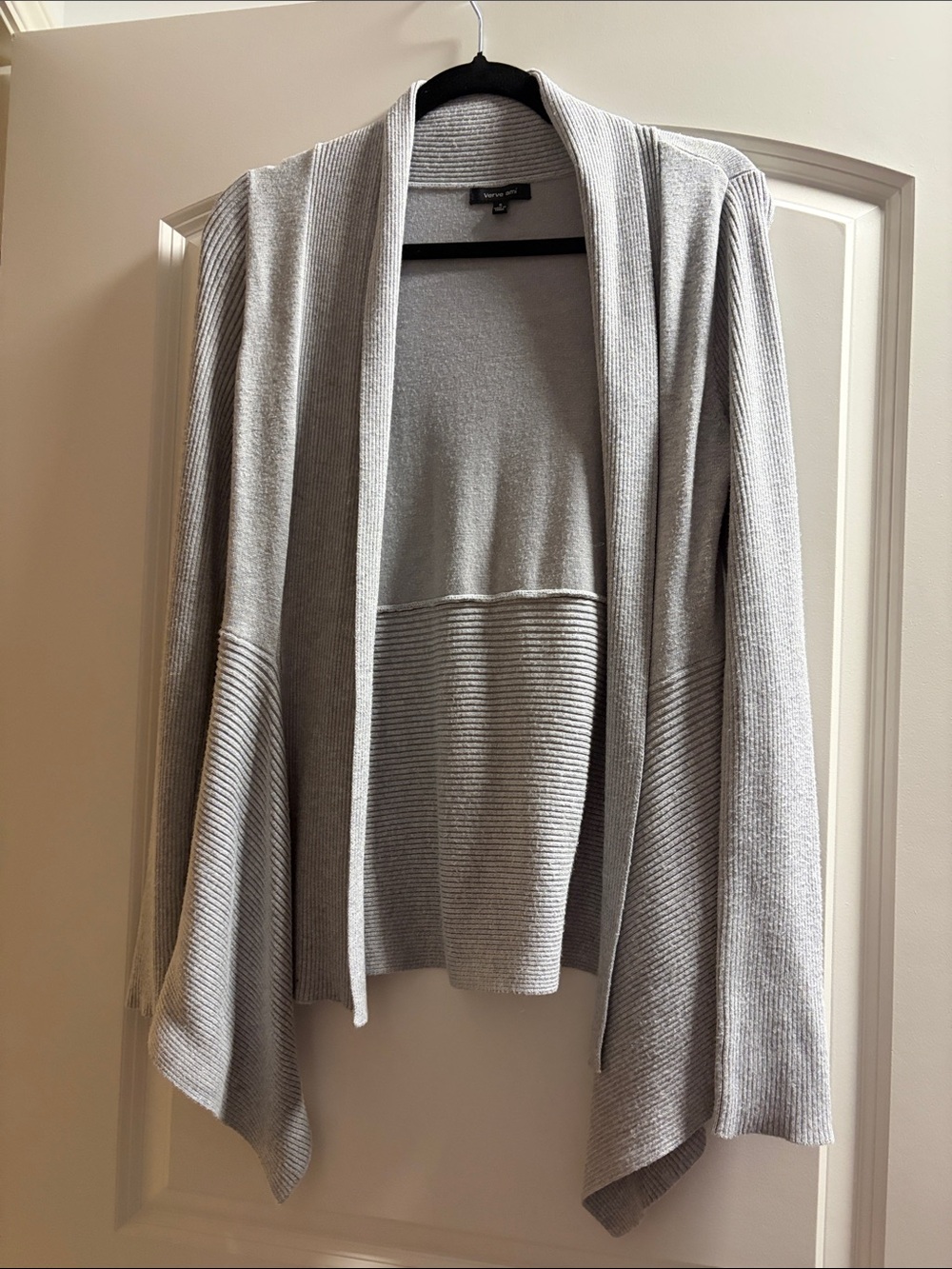 Light Gray Open Front Drape Cardigan Sweater